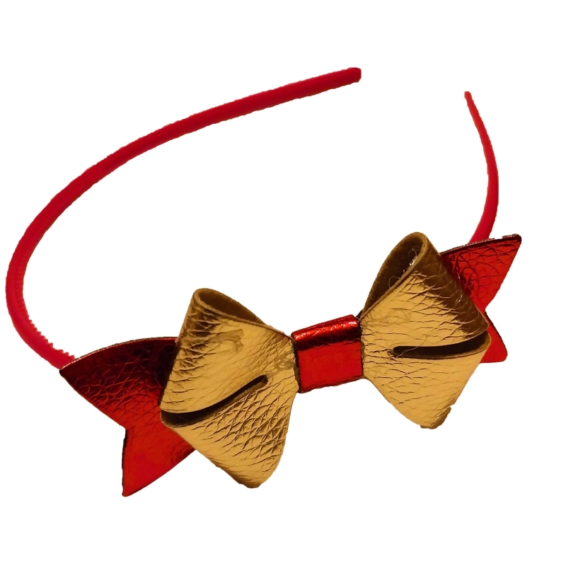 Red and Gold Hair Band with Bow